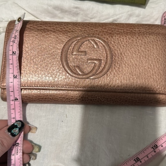 Auth Gucci Fold Purse #3202 Soho Long Wallet Pink Leather Italy - Picture 14 of 15